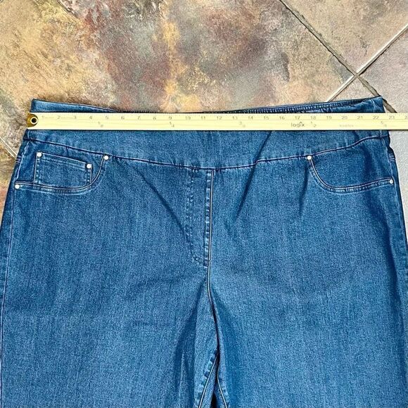 Ruby Rd. Pull-on Straight Denim Fringe Bottom Jeans 3X - Picture 2 of 8